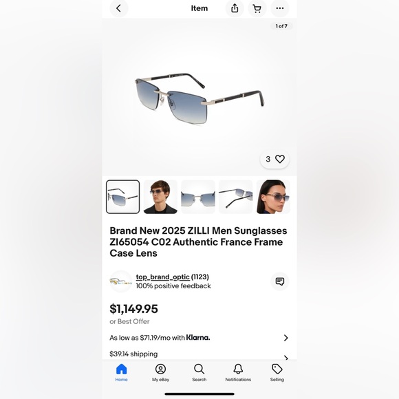 👑Zilli ZL65054 C05, Polarized N930‼️Size 61–18-150‼️On sides Saphire’s France 🇫🇷 - Picture 5 of 16